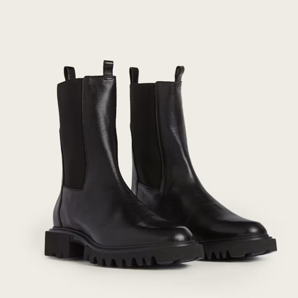 ALLSAINTS Hallie Leather Boots Chunky Combat Brown 11M